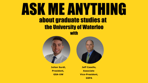 Grad Studies Ask Me Anything banner featuring the two speakers.