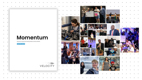 Momentum banner featuring a collage of Velocity-related images.