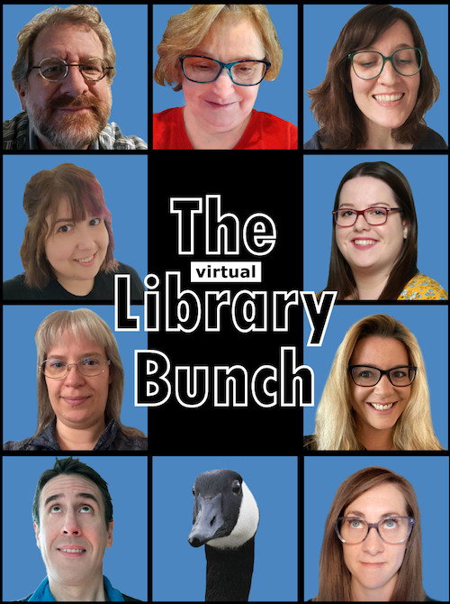 Photos of Library staff members (and one Canada goose) arranged in a style reminiscent of the TV series &quot;The Brady Bunch.&quot;