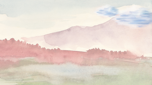 a watercolour painting of a mountain landscape.