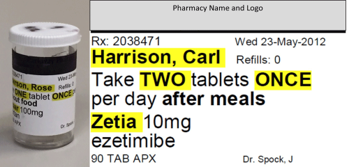 A prototype easy-to-read pharmaceutical label.
