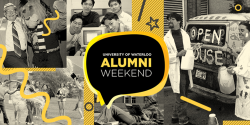 Alumni Weekend banner image showing a collage of historical photos from the University's history.