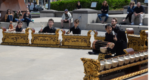 Gamelan performers at Waterloo Town Square.