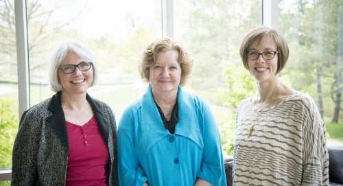 Mary Lou Klassen (Conference Coordinator), Marlene Epp (Grebel Dean, History and PACS prof), and Reina Neufeldt (PACS prof).