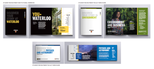 A sampling of pages of the University institutional viewbook
