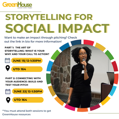 Storytelling for Social Impact banner image showing the two workshop dates.