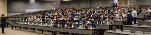 Students participate in the first Datathon.