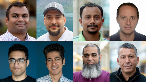 A collage of 8 photos of Computer Science researchers.