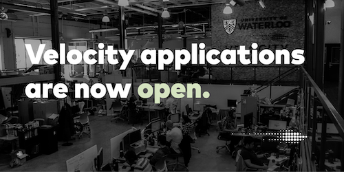 Velocity applications are now open banner image.