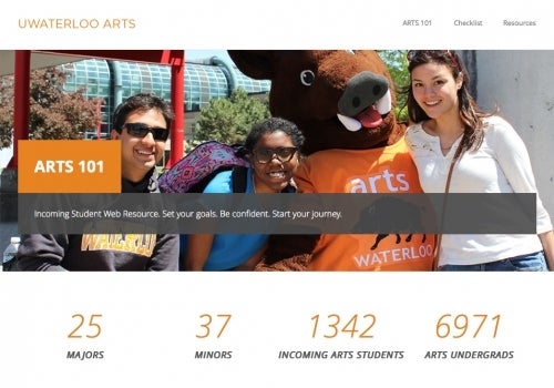 A screenshot of the Arts 101 page.