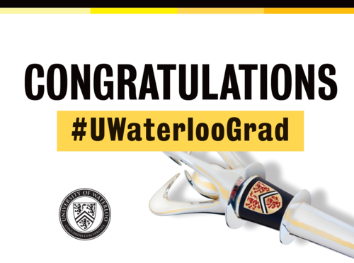 A banner image saying &quot;Congratulations #UWaterloo Grad&quot; featuring the University mace.
