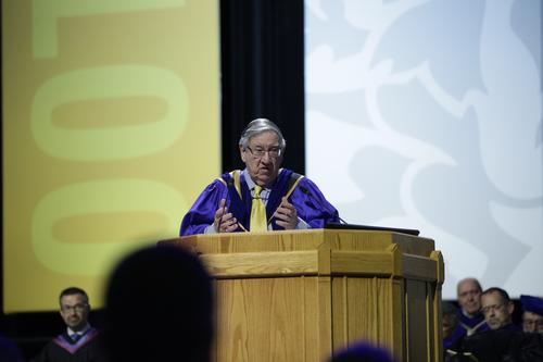 Vice-President, Academic &amp; Provost George Dixon addresses Convocation on Thursday.
