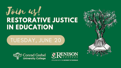 Restorative Justice in Education event banner featuring event information.