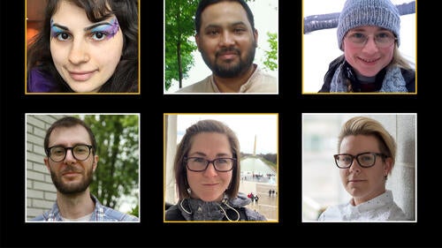 A collage of six PhD candidates.