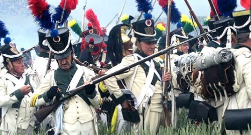 Re-enactors at a Battle of Waterloo event in 2010.