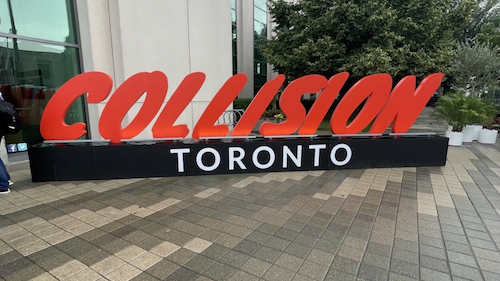 A Collision Toronto sign outside the convention venue.