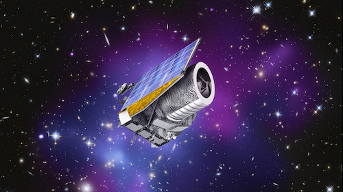 An artist's conception of the Euclid satellite in space.