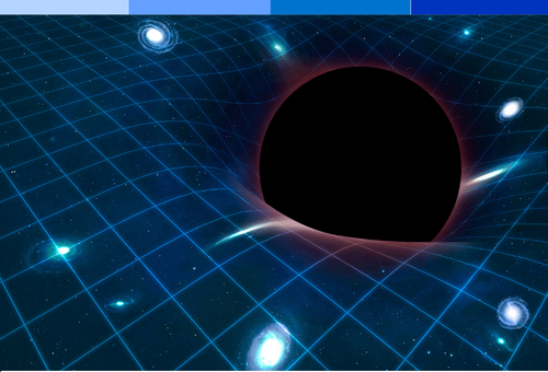 An illustration of a black sphere affecting a grid of space time.