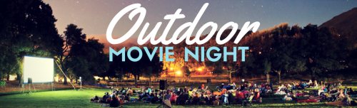 A banner image showing people watching a movie outdoors.