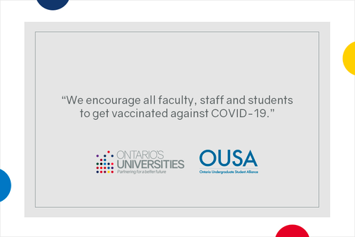 A statement encouraging university employees and students in Ontario to get vaccinated.