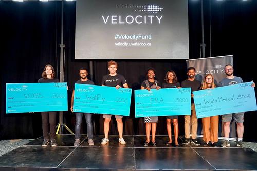 Velocity Fund Finals winners with their oversized cheques.
