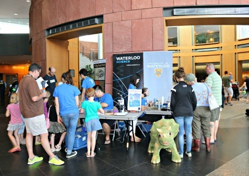 The Discovery Square booth at the Kitchener City Hall Rotunda.
