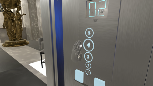A simulated image of haptic feedback in an elevator.