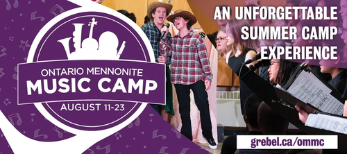 Ontario Mennonite Music Camp image showing a collage of students singing.