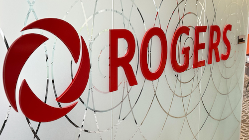 A Rogers logo emblazoned on a wall.