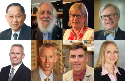 The eight Optometry Distinguished Alumni Award of Honour winners.