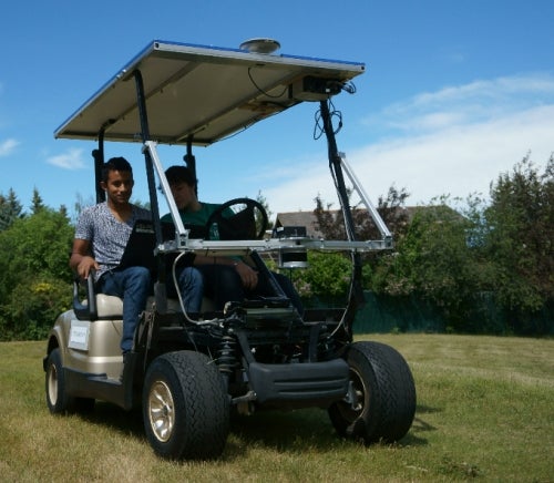 The autonomous golf cart.