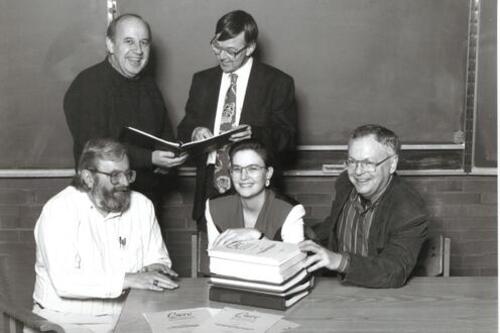 Grant Russell with other accounting faculty members in a black and white photo.