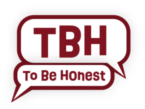 To Be Honest logo, with text message speech bubbles