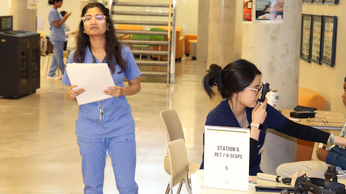 School of Optometry volunteers participate in the outreach clinic event.