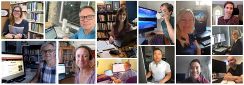 A collage of Keep Learning educators and team members at their computers.