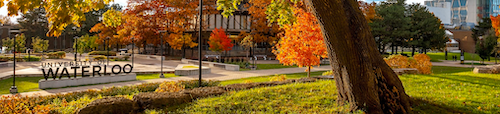 The University of Waterloo's main campus in a fall setting.