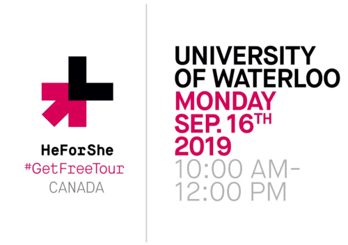 HeForShe Banner featuring Get Free Tour information.