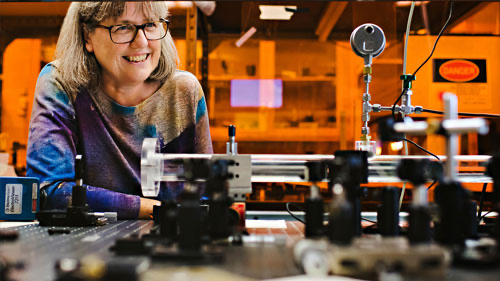 Dr. Donna Strickland in her laboratory.