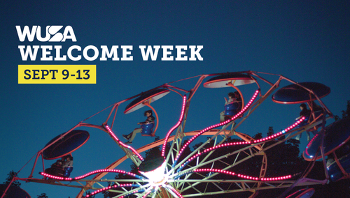 WUSA Welcome Week graphic featuring a carnival ride.