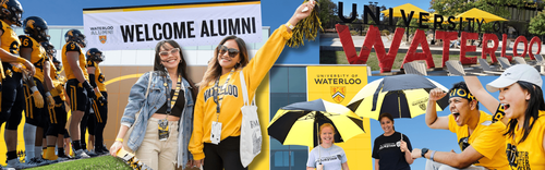 A collage of images showing Waterloo people demonstrating school spirit.