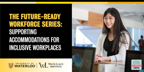 Future-Ready Workforce banner featuring a young woman standing at a service desk.