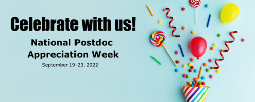 Celebrate with us, says the National Postdoc Appreciation Week banner