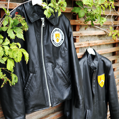 University of Waterloo leather jackets on display.