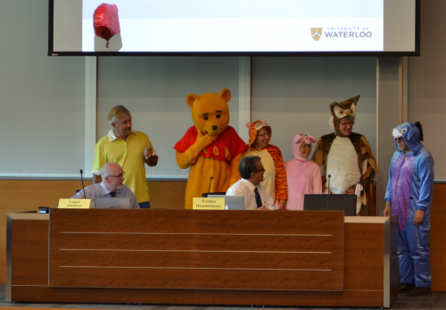 Waterloo's six deans visit Senate as Winnie the Pooh characters on Monday, September 19.