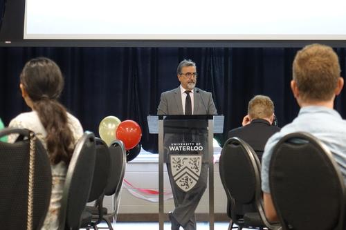President Feridun Hamdullahpur speaks at the 2018 United Way campaign kickoff lunch.