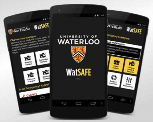 WatSAFE app on mobile phone array.