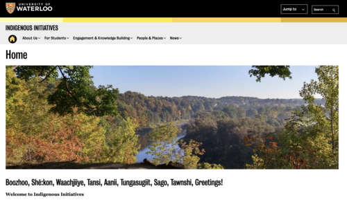 A screenshot of the new Indigenous Initiatives website.