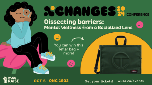 Xchanges conference banner featuring an illustration of a person looking through a magnifying glass.