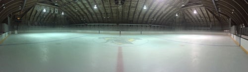 A panoramic view of the hockey rink in the Columbia Icefield.