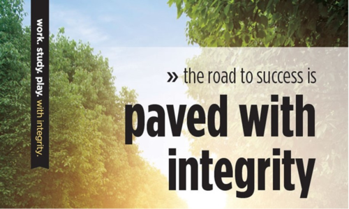 &quot;Paved with Integrity&quot; Academic Integrity banner.